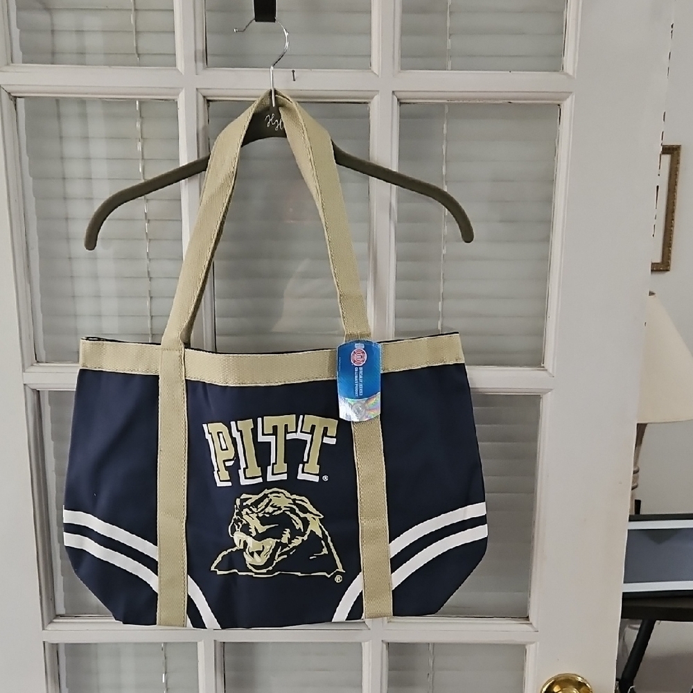 NWT Univ of Pittsburgh Navy and Tan Tote Bag. Pitt Panthers